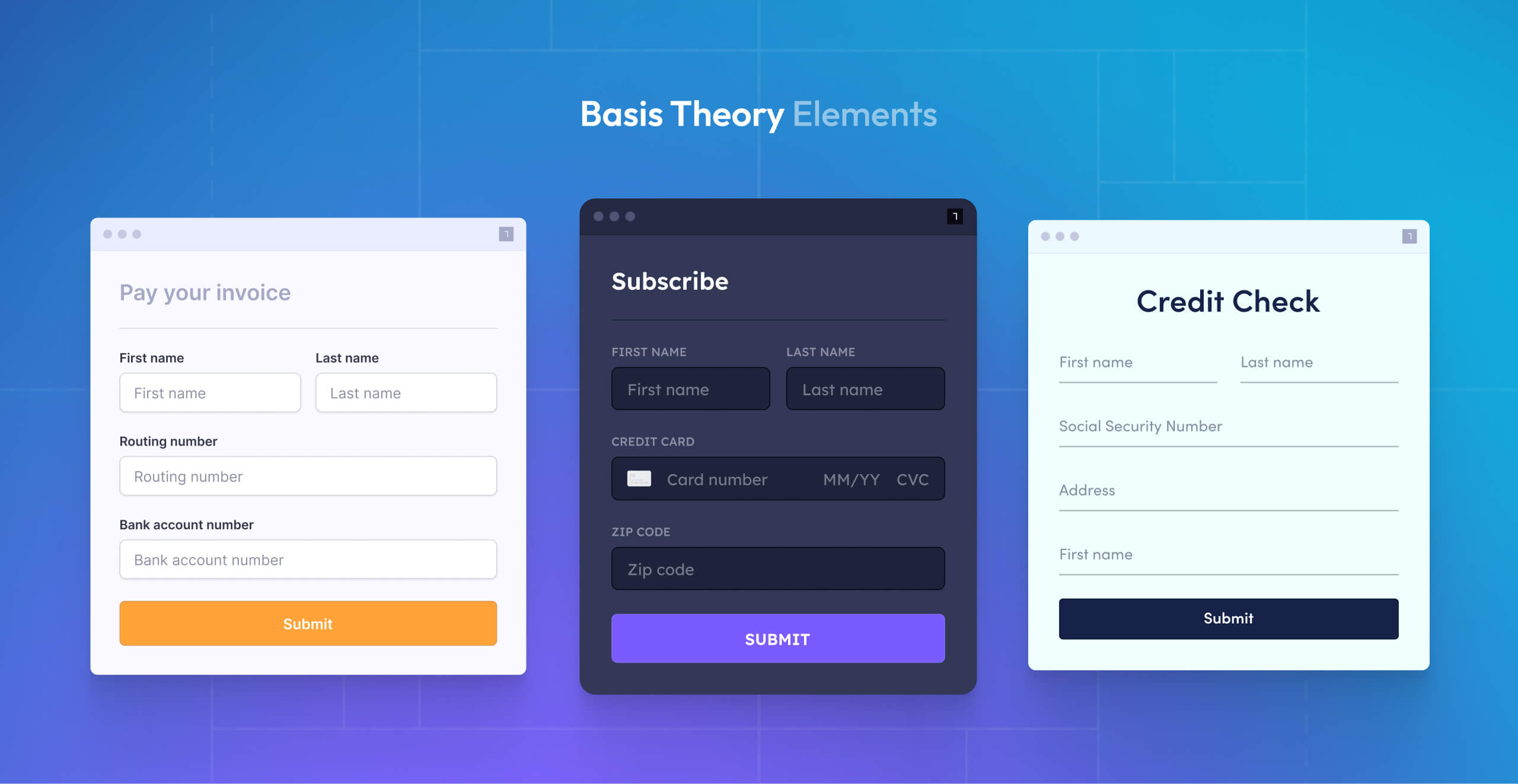 Basis Theory elements screen